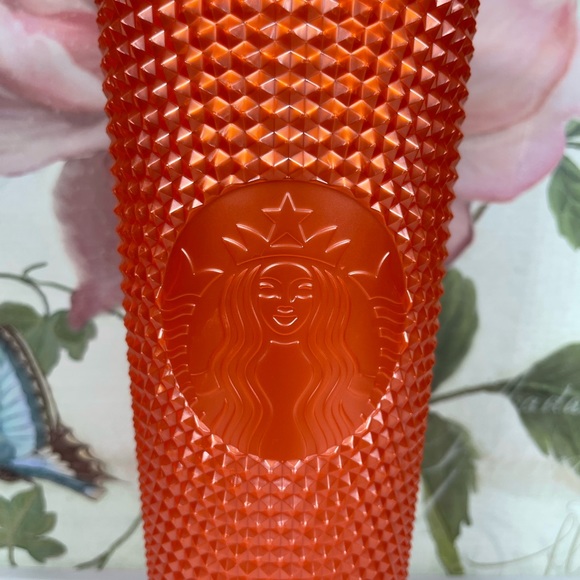 New Srarbucks 202 Fall Pearl Orange Bling Studded Venti Tumbler - Picture 4 of 4